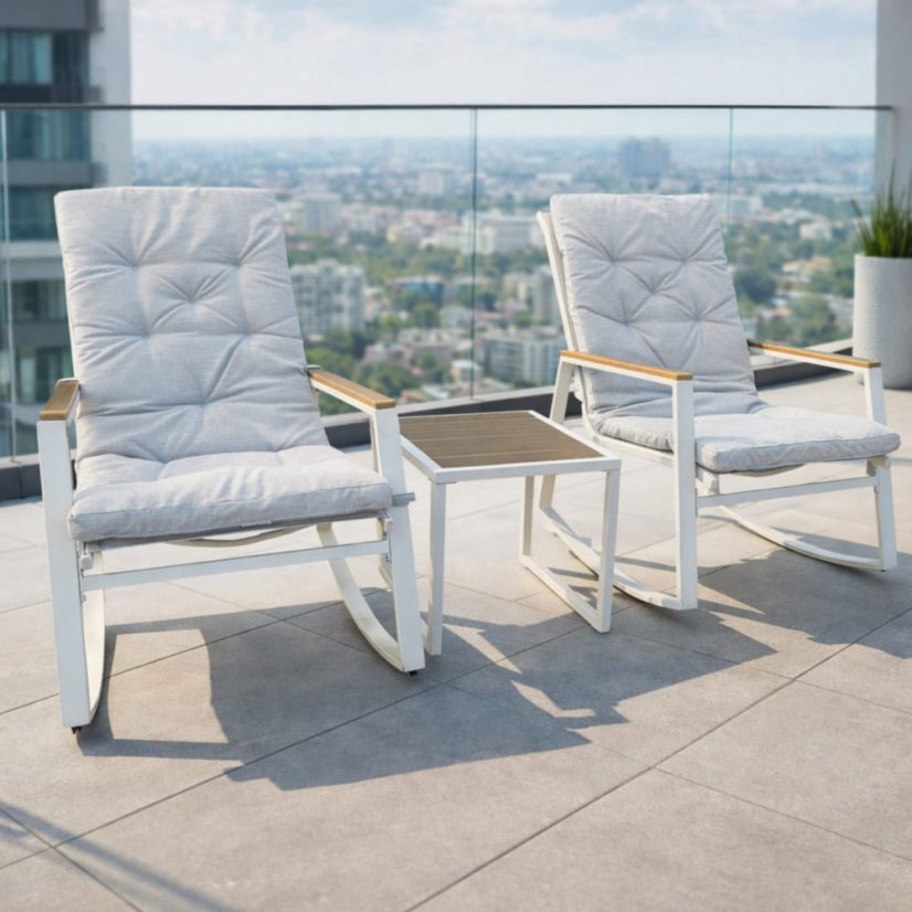 Mobilier de grădină - set de 2 balansoare și o masă