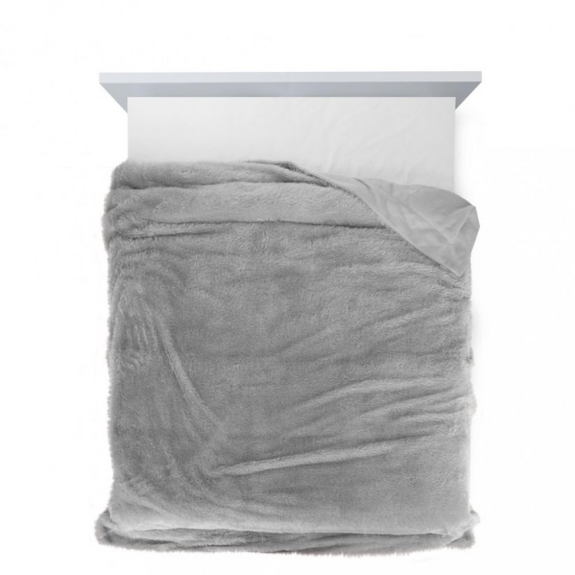 Sivá chlpatá deka do spálne 170x210 cm