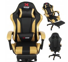 Sedia da gioco Xgaming con poggiapiedi - nero e oro