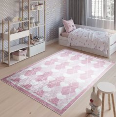 Tappeto rosa per bambini con motivo a cuori