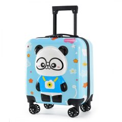 Gyermek utazótáska kerekeken, teleszkópos fogantyúval - BLUE PANDA