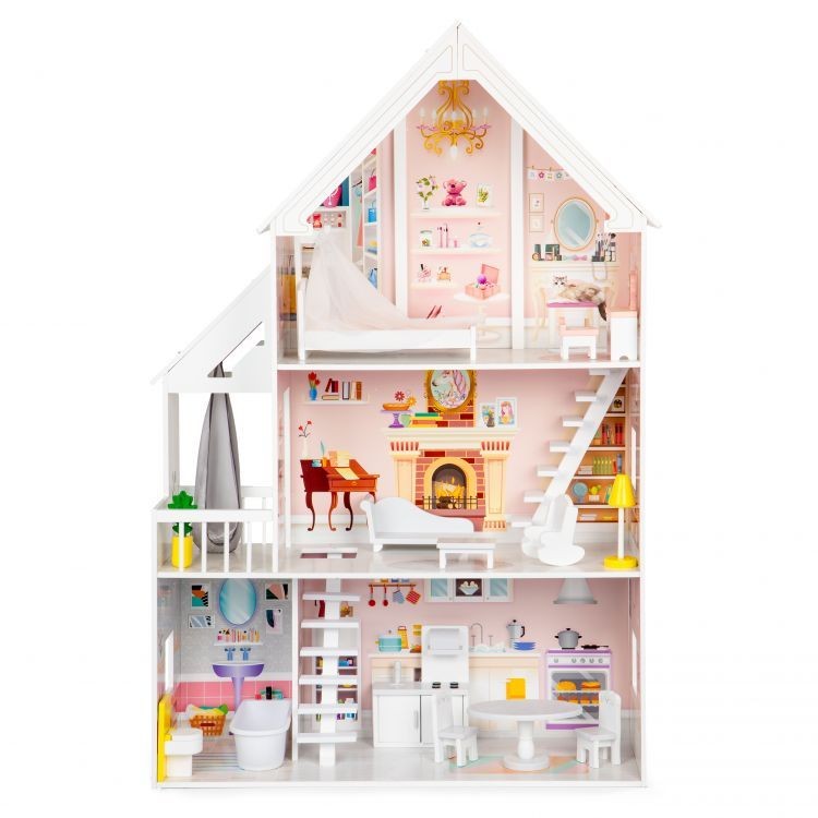 Prekrasna drvena kućica za lutke s namještajem