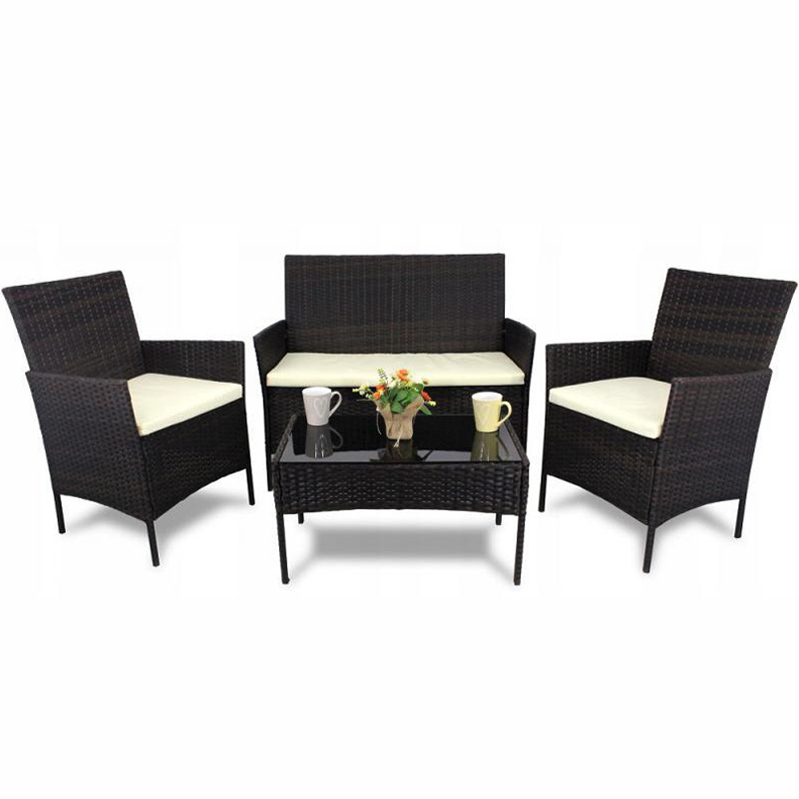 Polyratanový kávový set tmavohnedý