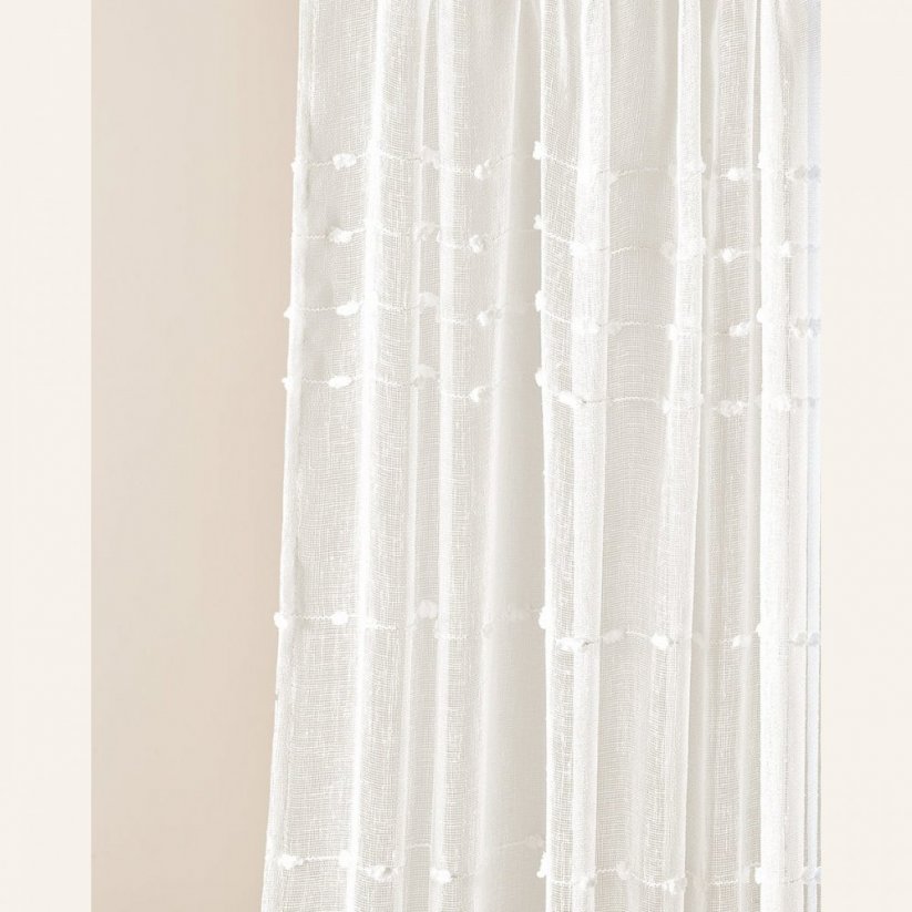 Moderne cremefarbene Gardine  Marisa  mit silbernen Ösen 140 x 250 cm