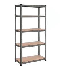 Siva biblioteka s 5 polica 180 x 90 x 40 cm