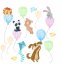 Barevná nálepka do dětského pokoje zvířátka s balony - Rozměr nálepky: 120 x 240 cm