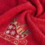 Bavlnený červený uterák s vianočnými saňami