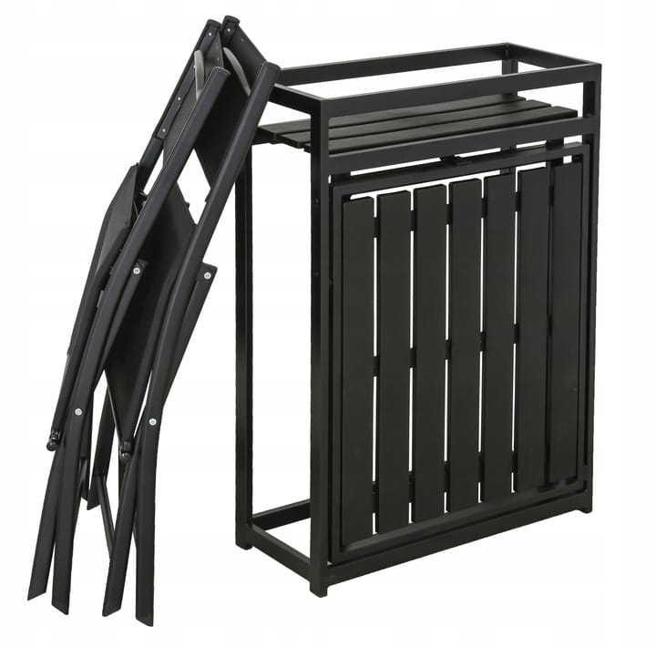 Zostava skladacieho balkónového nábytku v čiernej farbe 