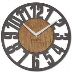 Unikatna ura z velikimi številkami v kombinaciji lesa z moderno sivo barvo 30 cm