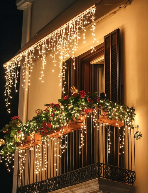 LED коледно външно осветление, топло бяло IP44