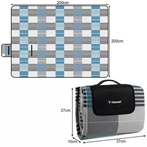 Piknik takaró kockás mintával 200 x 200 cm - kék