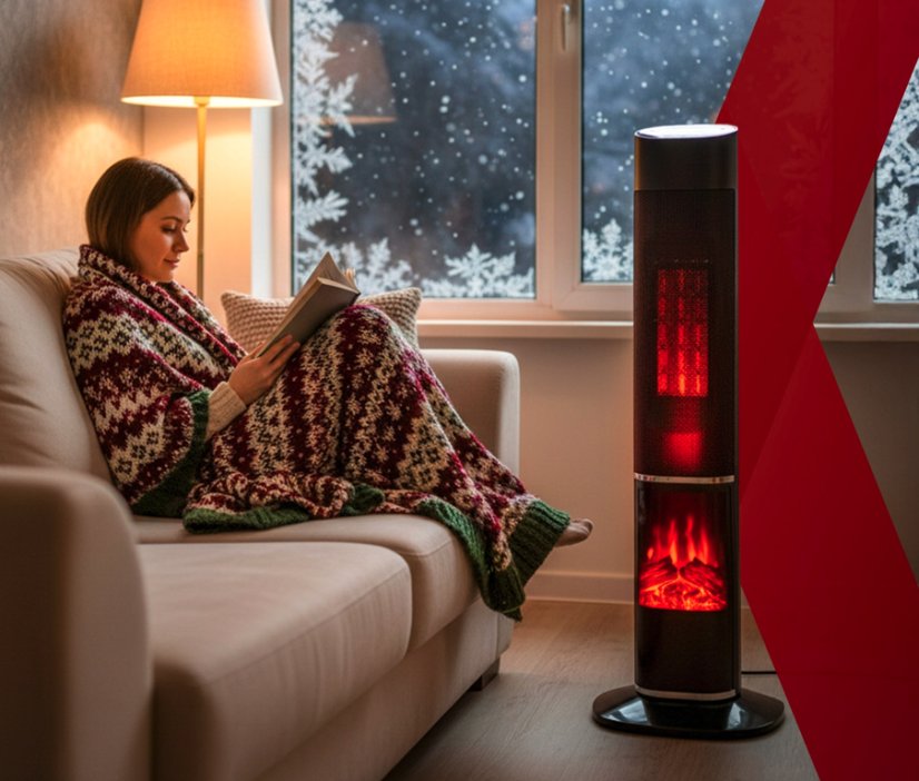 Termoventilatore a colonna KAMINER IGNISSE 2000W con effetto camino