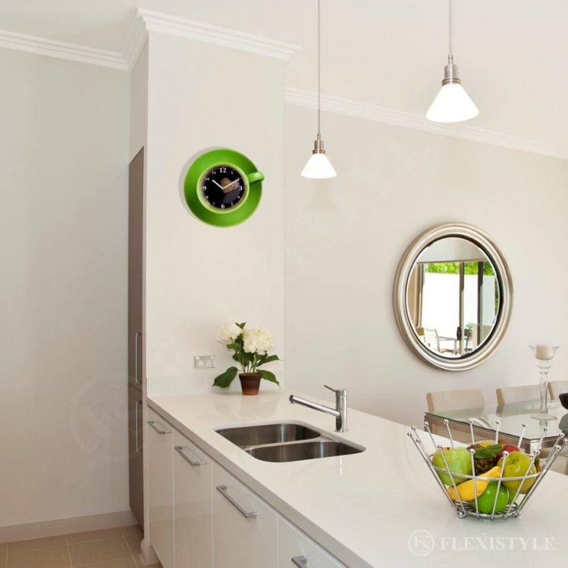 Dizajnové nástenné hodiny v tvare šálky kávy