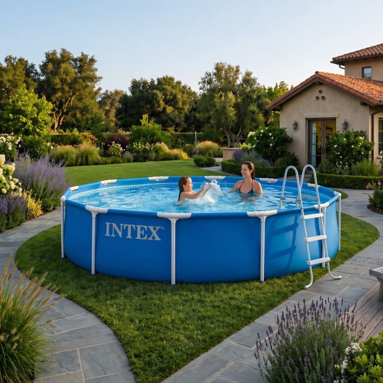 INTEX 28210ND – Кръгъл градински басейн с метална рамка 366 x 76 см ...