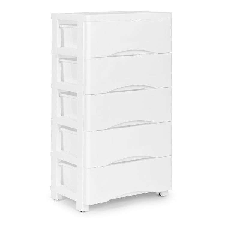 Regál s 5 zásuvkami v bielej farbe