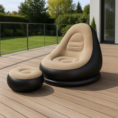 Felfújható relax fotel lábtartóval