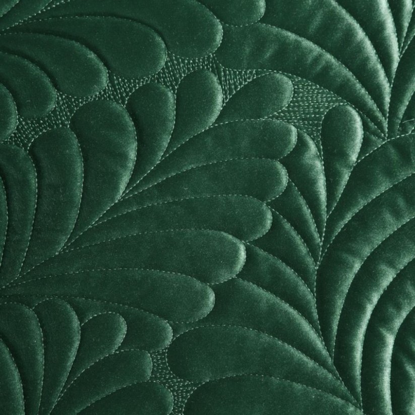 Luxusní sametový přehoz s listovým motivem zelené barvy 170x210 cm