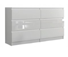 Weiße, glänzende Kinderkommode, 77x30x140cm