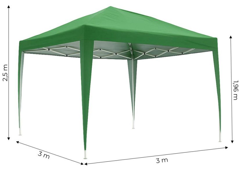 Záhradný pavilónový stan 3x3 m s automaticky rozťahovacou strechou
