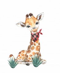 Ukrasna zidna naljepnica - slatka žirafa 100 x 70 cm