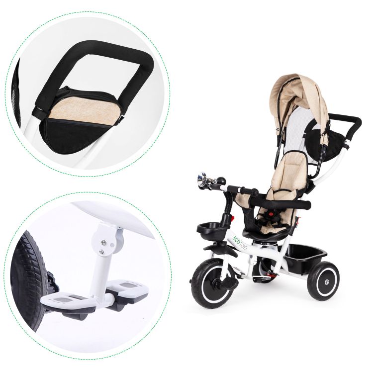 Dreirad, Kinderwagen in beige ECOTOYS