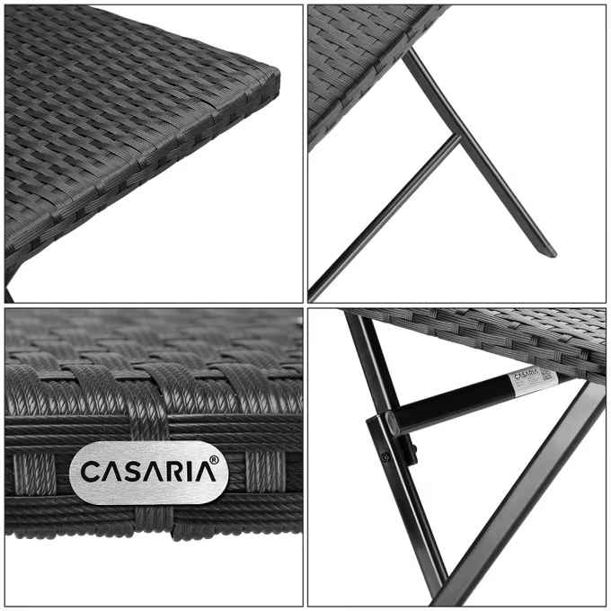 Masă grădină pliabilă din poliratan Rom cu cadru din oțel 75 × 65 × 65 cm