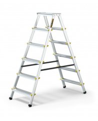 Doppelseitige Stufenleiter aus Aluminium, mit 6 Stufen und einer Tragfähigkeit von 150 kg