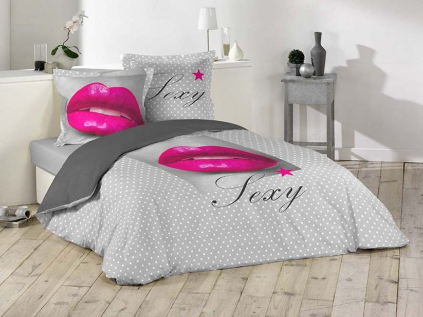 Luxusné posteľné obliečky sivej farby SEXI 200 x 220 cm
