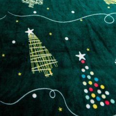 Meleg mikrofleece karácsonyi párnahuzat - sötétzöld fa motívummal