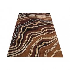 Moderní hnědý koberec s abstraktním motivem