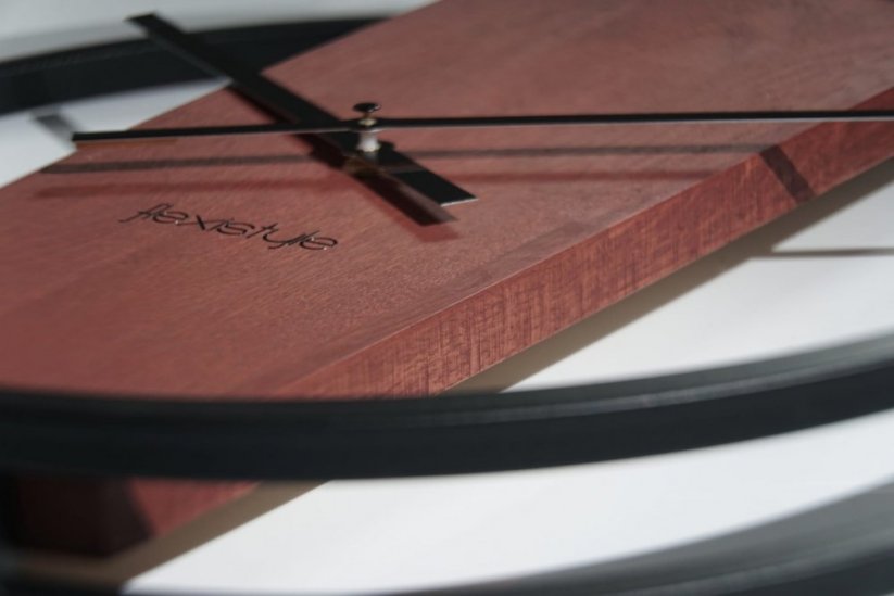 Nástenné hodiny s dreva a kovu 50 cm Mahagón