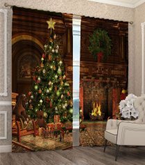 Moderna zavesa s 3D božičnim motivom