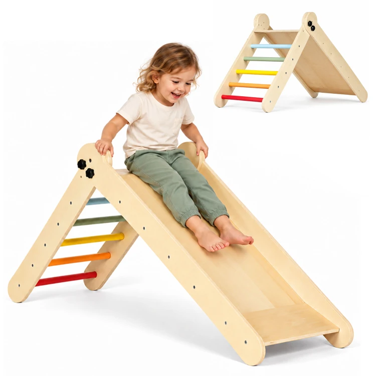 Leseni otroški igralni komplet HENRY » MONTESSORI « z drsalko in lestvijo