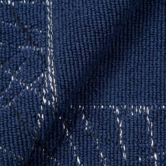 Bavlnená kúpeľňová predložka s bordúrou a strieborným vzorom - modrá