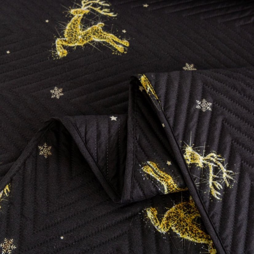 Černý přehoz se zlatým vánočním vzorem