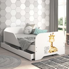 Gyerekágy ágyneműtartóval 140 x 70 cm Zsiráf