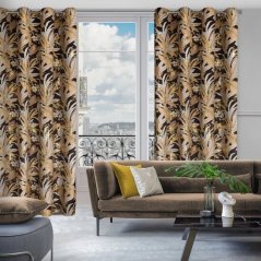 Luxusný záves s potlačou listov na kruhy 140 x 250 cm 