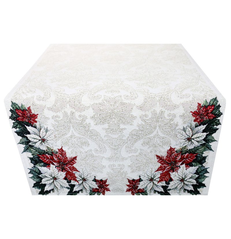 Luxusní vánoční gobelínový ubrus s lurexem - vánoční girlanda