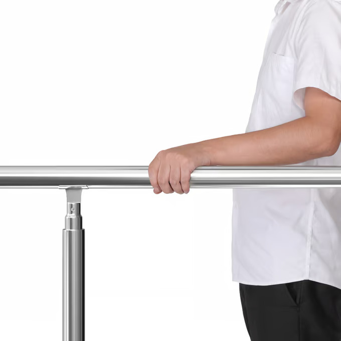 Corrimano per scale in acciaio inox con 3 pioli