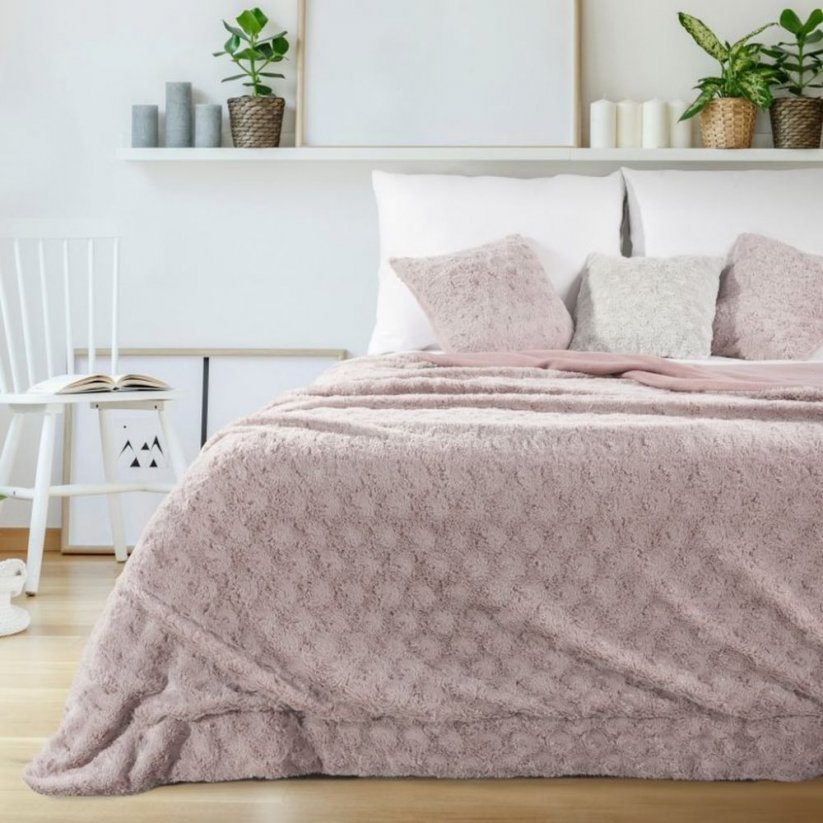 Cuvertură de calitate culoarea roz pentru dormitor