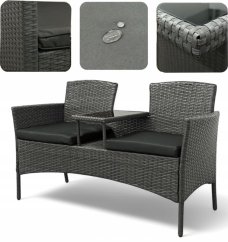 Garten-Rattan-Garnitur NM-03 - grau + graue Kissen