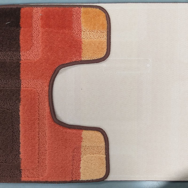 Rjave kopalniške preproge z vzorcem - Velikost preprog: 50 cm x 80 cm + 40 cm x 50 cm
