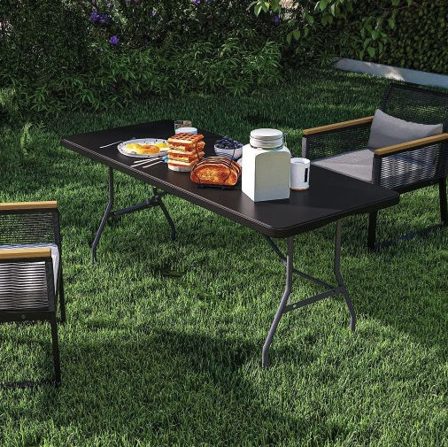  Zložljiva vrtna gostinska miza 180 cm - črna