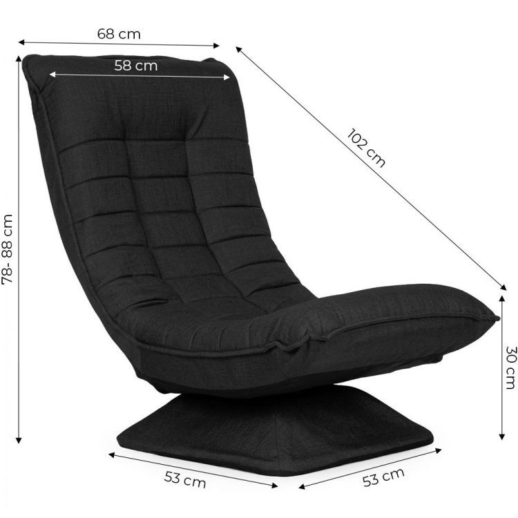 Otočné relaxační křeslo - polohovací černé křeslo