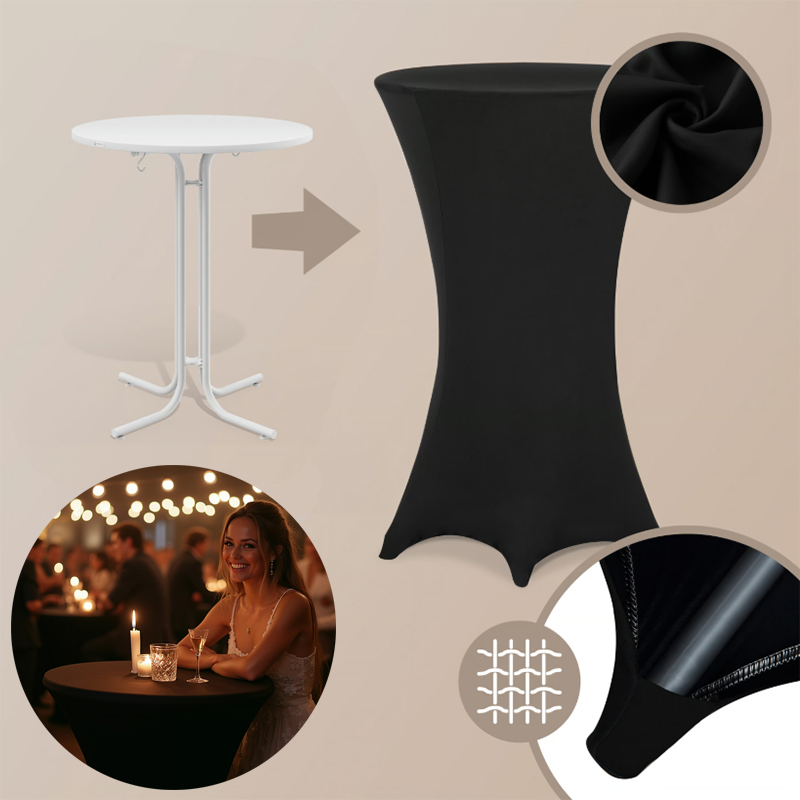 Elastische Tischdecke für Stehtisch - schwarz