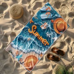Telo mare con accessori da spiaggia - asciugamano blu ad asciugatura rapida