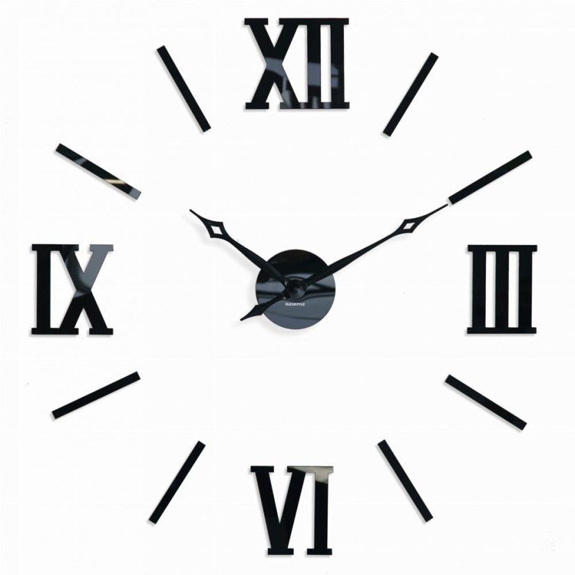 Elegante Wanduhr zum Aufkleben in Schwarz, 130 cm
