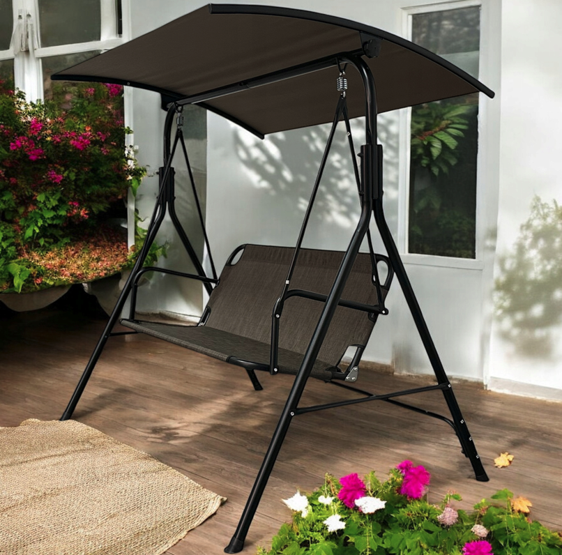 Záhradná hojdačka 4006D pre 3 osoby – zlatohnedá