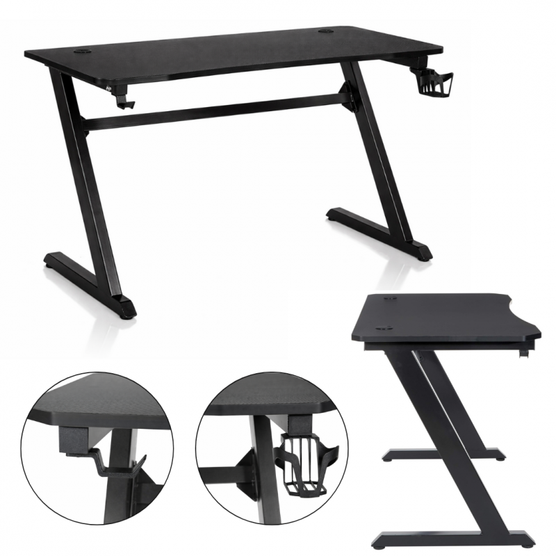 Herní počítačový stůl 120 x 60 cm se sluchátky a držákem na nápoje