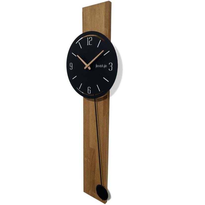 Drevené hodiny s kyvadlom NATURALE - čierne